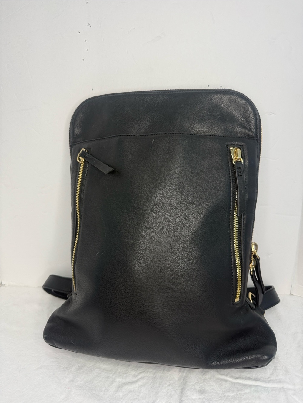 Margot Black Leather  Backpack with Gold Hardware